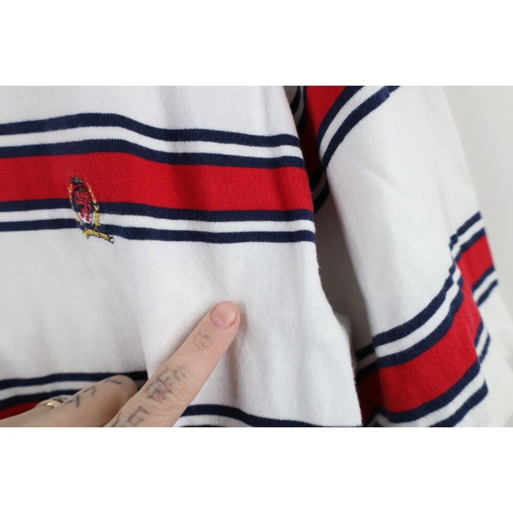 Vintage 90s Tommy Hilfiger Mens Medium Striped Color Block Rugby Polo Shirt - Picture 6 of 14